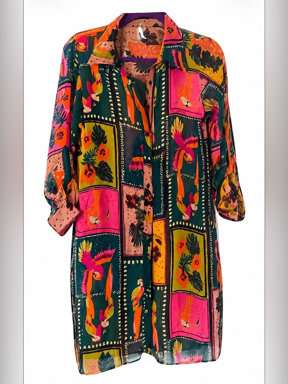 Live and truth Parrot colorful kimono